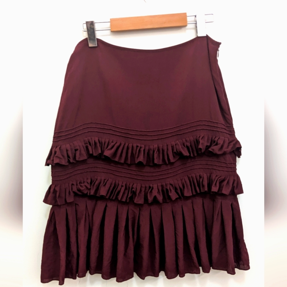 La Perla 100% silk skirt size 46 Purple/burgandy
